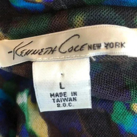 kennith Cole black floral long scoop neck short sleeve shirt size large - Picture 6 of 10